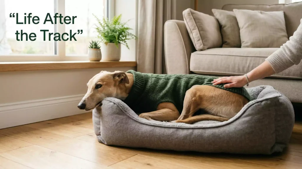 Greyhound welfare at Nottingham – retired greyhound in a new home